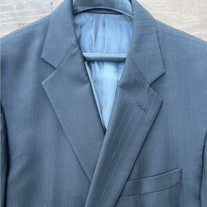 Tallia - Black Two Button Pinstripe Suit - 44R